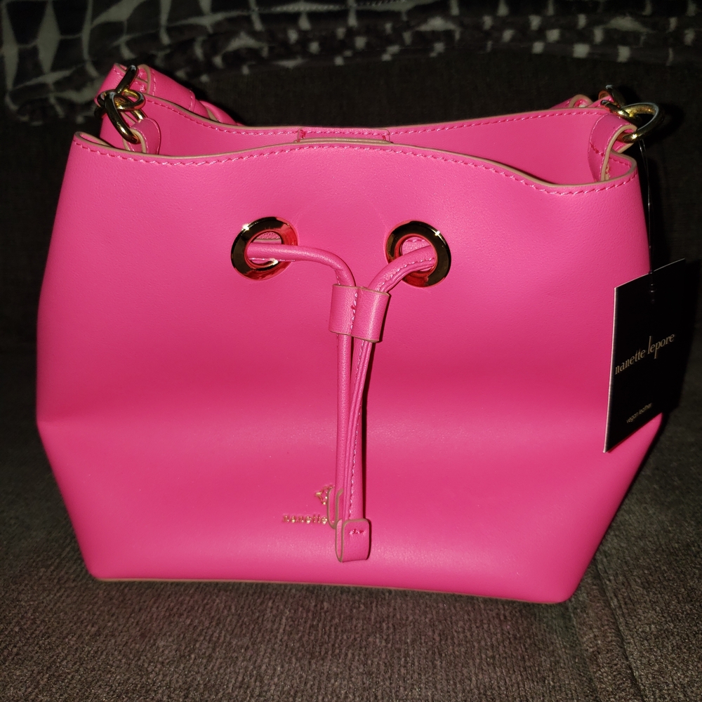 Nanette Lepore Hot Pink Satchel with Gold Accents